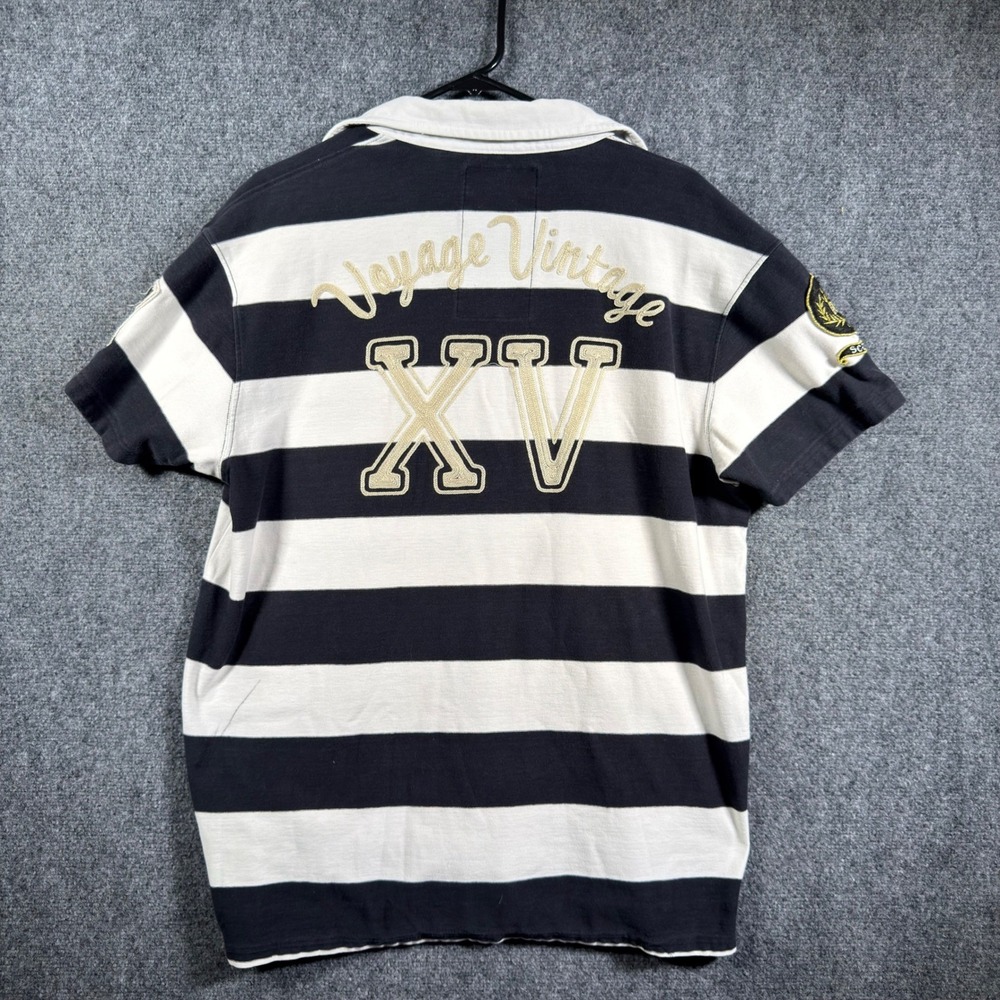 Scotch & Soda Loveline Rugby Shirt Mens XXL Black White Striped - Picture 5 of 12